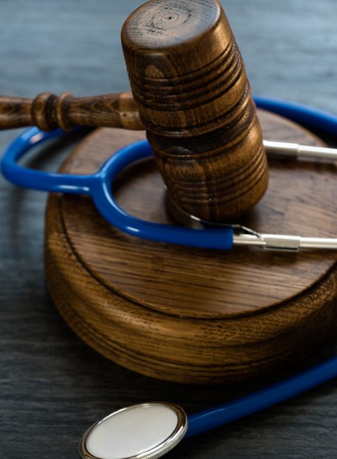Law and Justice concept. Gavel and stethoscope